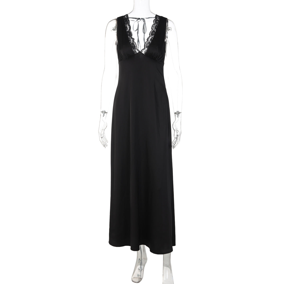 Women Clothing Winter Sexy Lace Deep V Plunge Strap Slim Fit Backless Dress