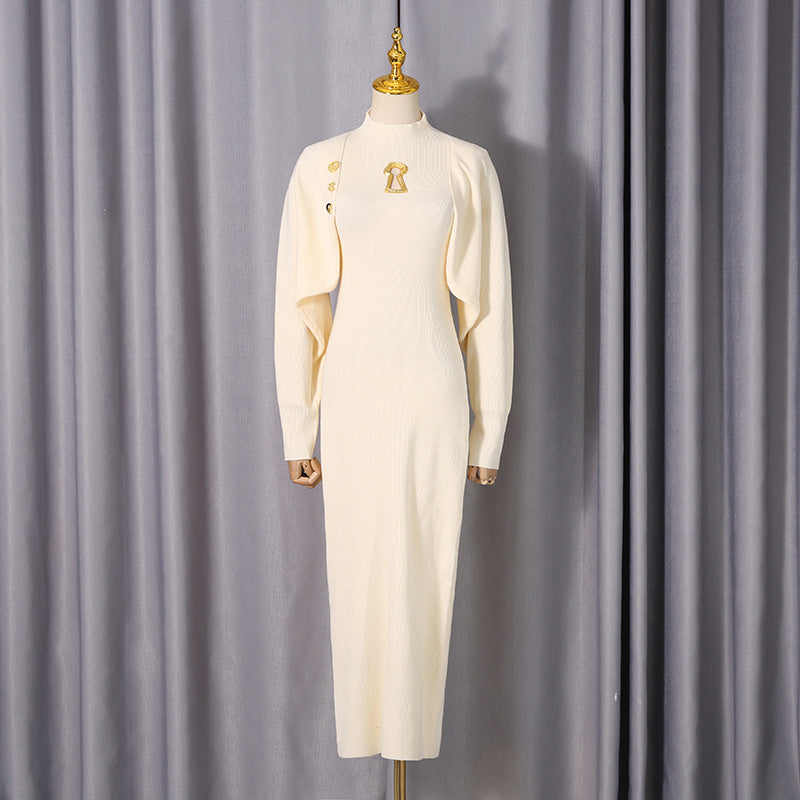 Spring Sexy Wind Waist Slimming Half Turtleneck Pullover Dress Two Piece Sets Women