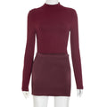 Women Clothing Autumn Winter Crew Neck Long Sleeve Narrow Slim Fit Patchwork Solid Color Dress Women