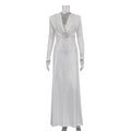 Elegant Dress Women Solid Color Long Sleeve Swing Collar Hooded Slim Fit High Waist Sheath Dress