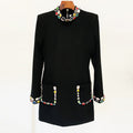 Early Spring Heavy Industry Beads Diamond Color Gem Diamond Long Sleeve Dress