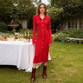 Fashionable Lady Base Knitted Dress Women Autumn Slim Fit Slimming Hip Knitwear Maxi Dress