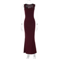 Women Clothing Spring Summer Slim Fit Square Collar Sleeveless Waist Slimming Dress