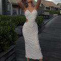 Light Luxury High Grade Dress Summer Beaded Sequ Cropped Outfit Hip Spaghetti Straps Dress Women