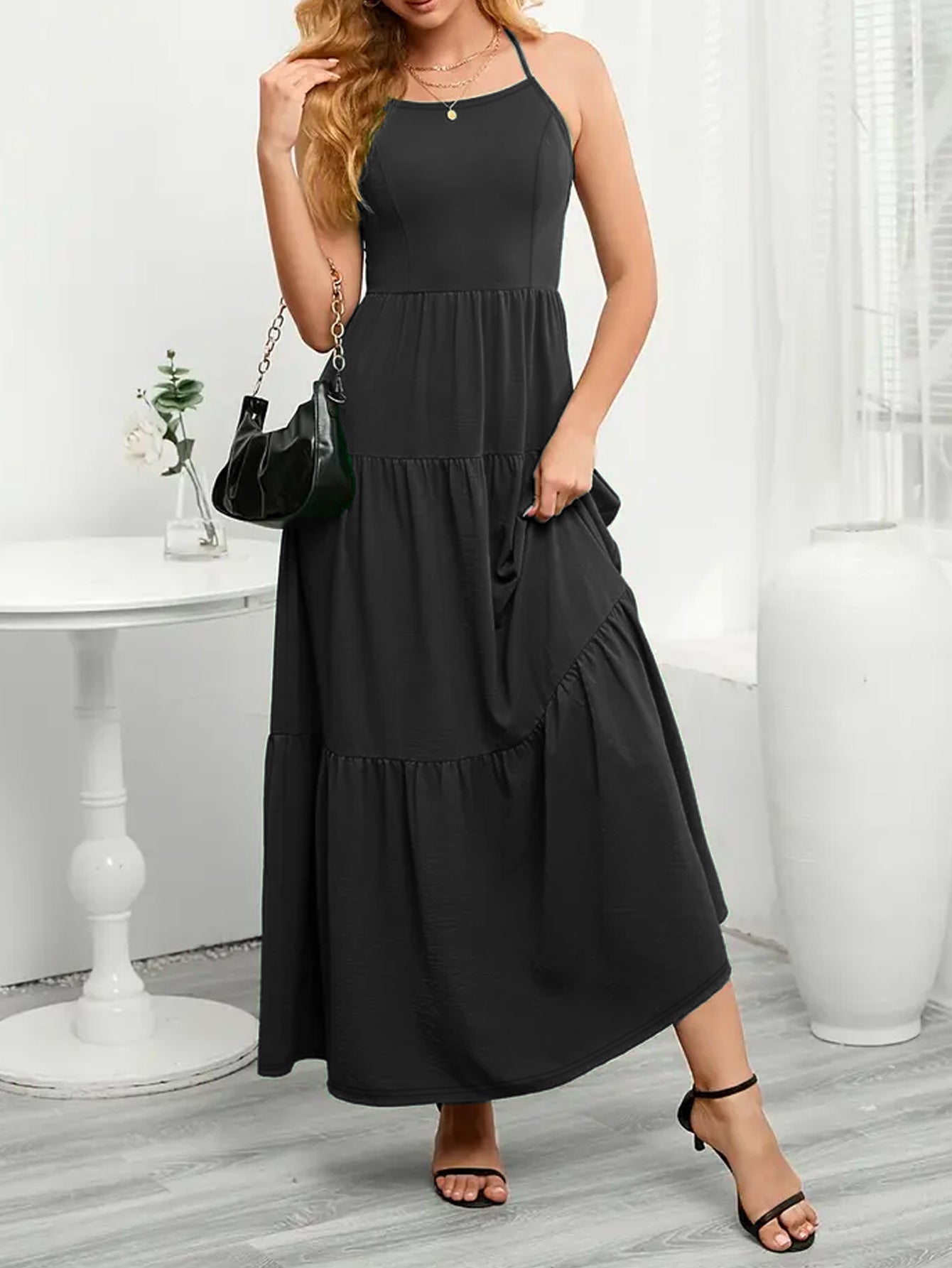 Wal Mart Spring Summer Sexy High Elastic Solid Color Women Dress Women Clothing