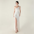 One Shoulder Diagonal Collar Sequined Clothing Beaded Bead Necklace Decorative Nightclub Cocktail Wedding