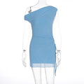 Women Summer Cross Shoulder Split Sheath Dress