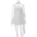 Women Clothing Autumn French Sexy Wind Ribbon Tube Top Solid Color Dress for Women