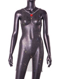 Fishnet Diamond Sexy Cutout Handmade Sewing Women Dress