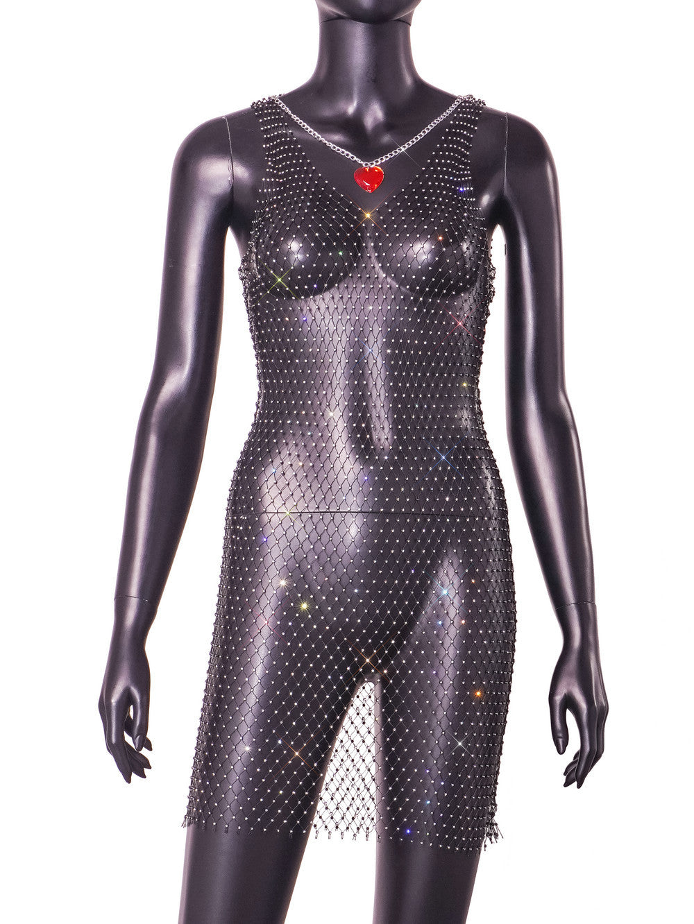 Fishnet Diamond Sexy Cutout Handmade Sewing Women Dress