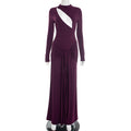 Women Clothing Autumn Winter Solid Color Sexy Slim Chest Hollow Out Cutout Sheath Tied Dress Women