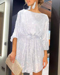 Festival Party Fashionable Sequ Sequin Color Waist-Tight Dress
