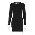 Women Clothing Summer Solid Color round Neck Backless Slim Fit Hip Bag Dress Sexy