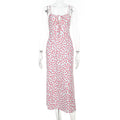 Polka Dot Printed Floral Strap Dress Women Summer French Sexy Backless Dress