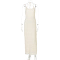 Women Clothing Summer Sexy Backless Slit Slim Fit Tied Dress