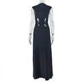 Solid Color Waist Tight Women Clothing Sleeveless Elegant All Matching A line Dress Patchwork Turtleneck Street Maxi Dress