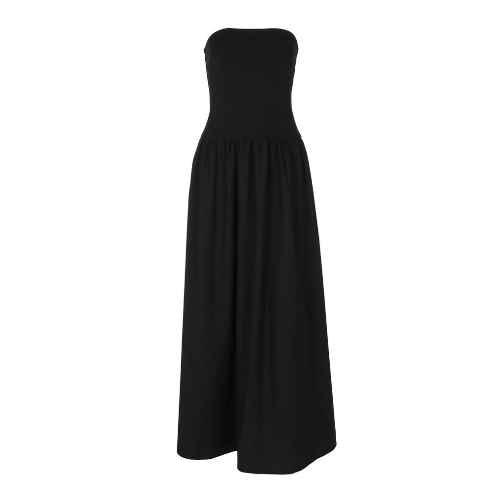 Sexy off Neck Street Loose Long Elegant Tube Top Solid Color Dress for Women