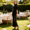 Shawl Lace Sleeveless Dress Autumn Winter High Grade Waist Slimming Dress Women