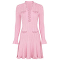 Spring Autumn Fashionable Knitted Heavy Industry Beaded Slim Fit Slimming Long Sleeves Dress