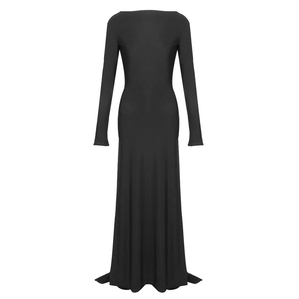 Autumn Winter Women Clothing Sexy Socialite Dress Backless Ribbon Cocktail Dress