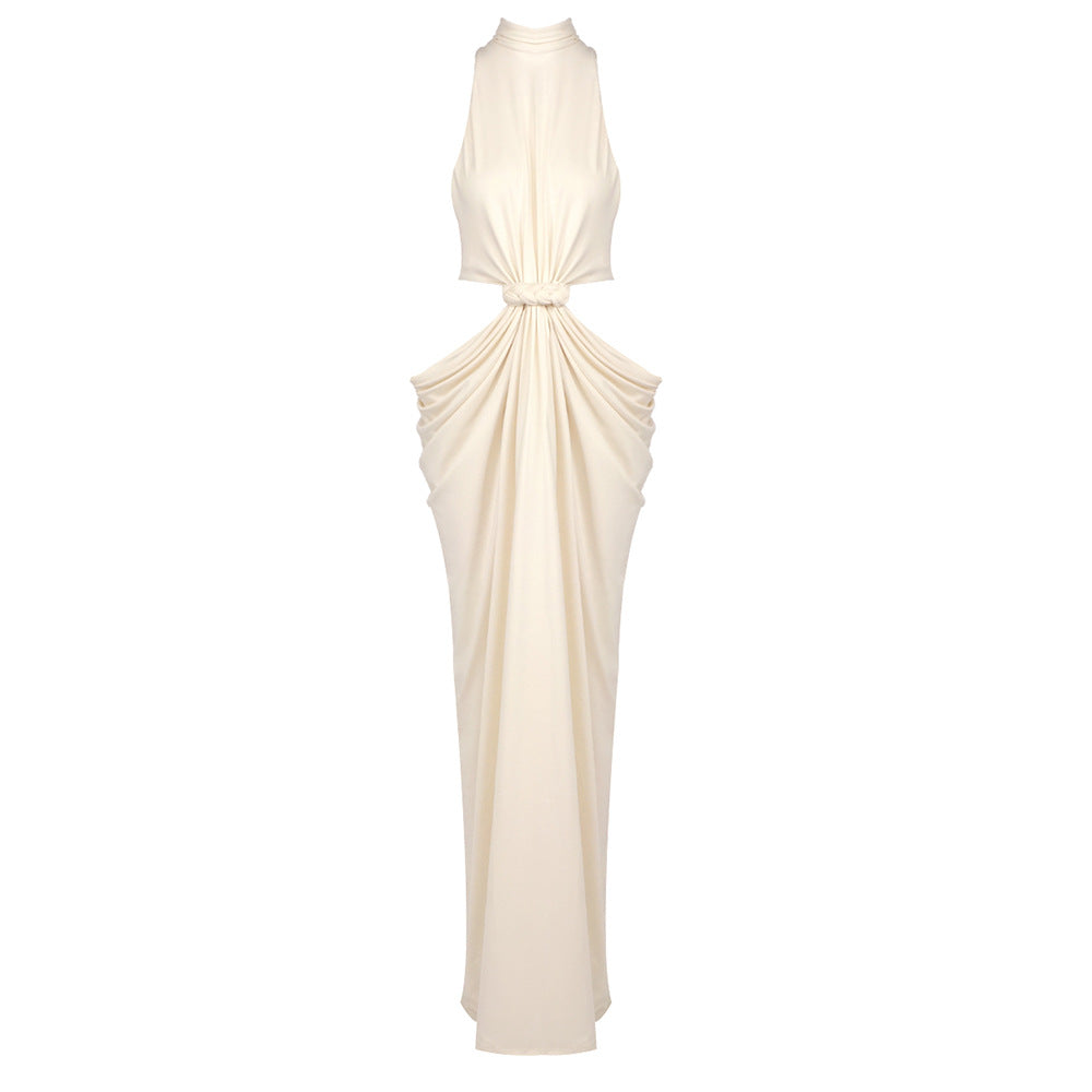 Twisted Hollow Out Cutout out Embellished Maxi Dress Winter Women Clothing Turtleneck Sleeveless Cropped Outfit Niche Dress Visual
