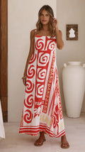 Summer Geometric Abstract Print Vacation Large Swing Cami Dress Women Dress