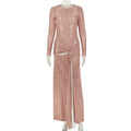 Women Pleated Strap Printing A line Dress round Neck Long Sleeve Casual Holiday Dress