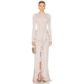 Spring Summer Sexy Backless Women Dress Elegant Ruffles Slit Slim Fitting Dress