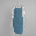 Round Neck Knitted Dress Spring Summer Elegant Graceful Hip Wrapped Short Knit Halter Dress
