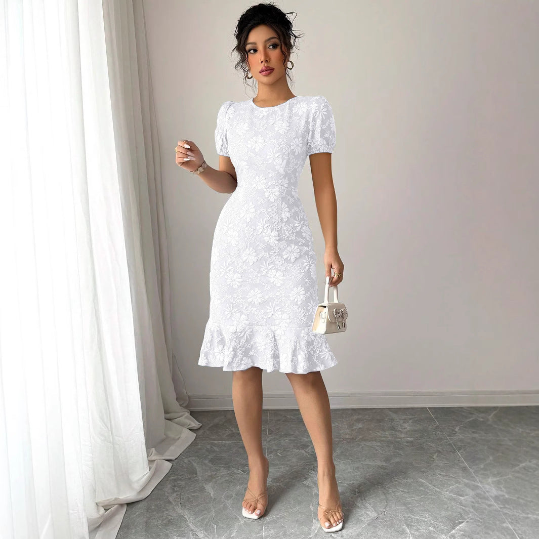Summer Slim Fit Sheath Knee Length Office Casual All Matching Dress