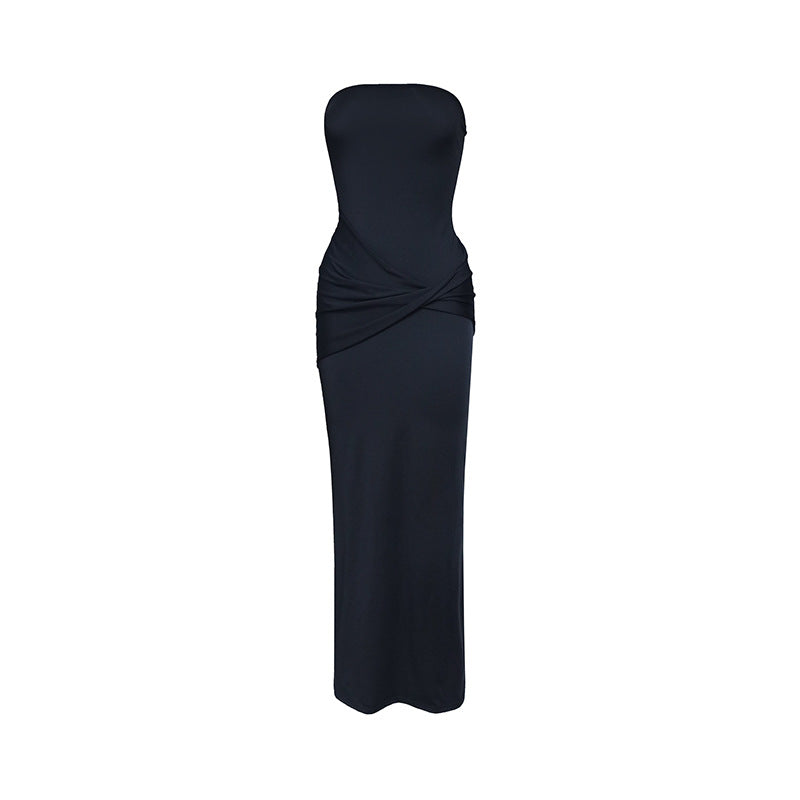 Summer Women Online Red Holiday Sexy Tube Top Niche High Sense Dress