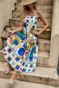 Sexy Women Clothing Sling Graffiti Printing Sleeveless Swing Dress Amplified craft