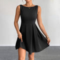 Women All Match Dress Summer Sexy Backless Casual High Waist Dress