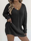 Sweater Women Deep V Plunge Sexy Casual Pullover Sweater Autumn Winter Undershirt Dress （Excluding Belt）