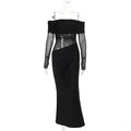 Summer Maxi Dress Sexy Off The Shoulder Mesh Hollow Out Cutout Dress Women
