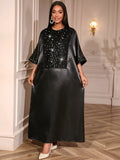 Elegant round Neck Sequin Cloth Cloth Dress African Ethnic Loose Robe Party Dress
