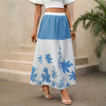 Summer Casual Multicolor Printing High Waist Long A line Skirt Women Clothing