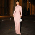 French Women Autumn Sexy Slim Fit Backless Button Solid Color Long Sleeve Dress