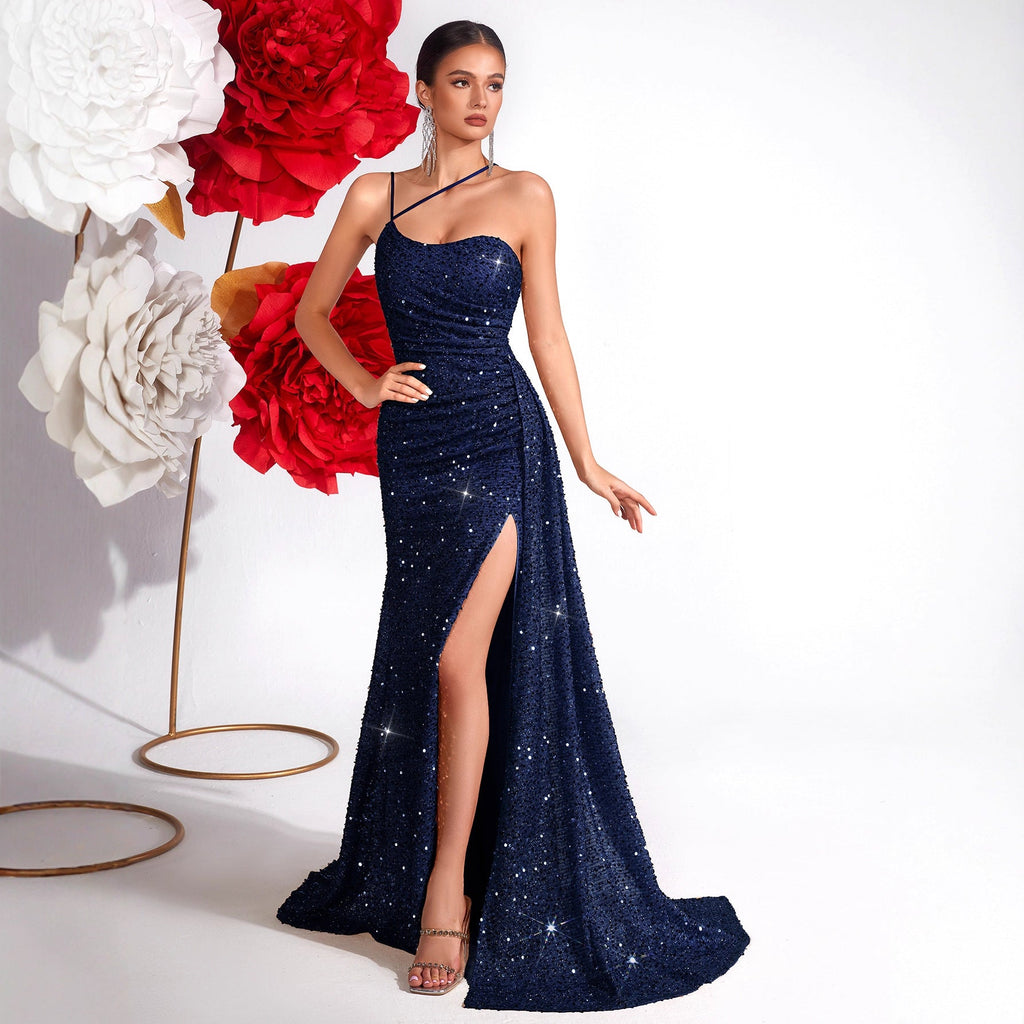 High End Heavy Industry High Grade Elegant Slim Fit Sequined Dress Light Luxury Party Ladies Evening Dress