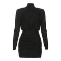 7Fall Sexy Slim Fit Turtleneck Long Sleeve Narrow Short Solid Color Dress