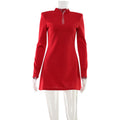 Women Clothing Red Simple Elegant Dress Chest Hollow Out Cutout out Cinched High Grade A line Short Dress Women