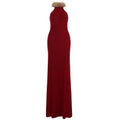 Retro Christmas Red Fur Stitching Contrast Color Vest Maxi Dress Elegant Slim Mop Evening Dress Annual Party Dress