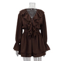 Spring French Elegant Short Dress Women Ruffled V neck Flared Sleeves High Waist A line Dress