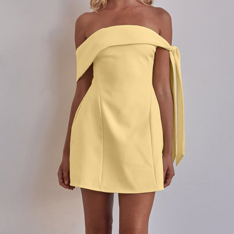 Off Neck Bandeau One Shoulder Sexy Short Dress Women Clothing A line Dress