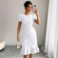 Summer Slim Fit Sheath Knee Length Office Casual All Matching Dress