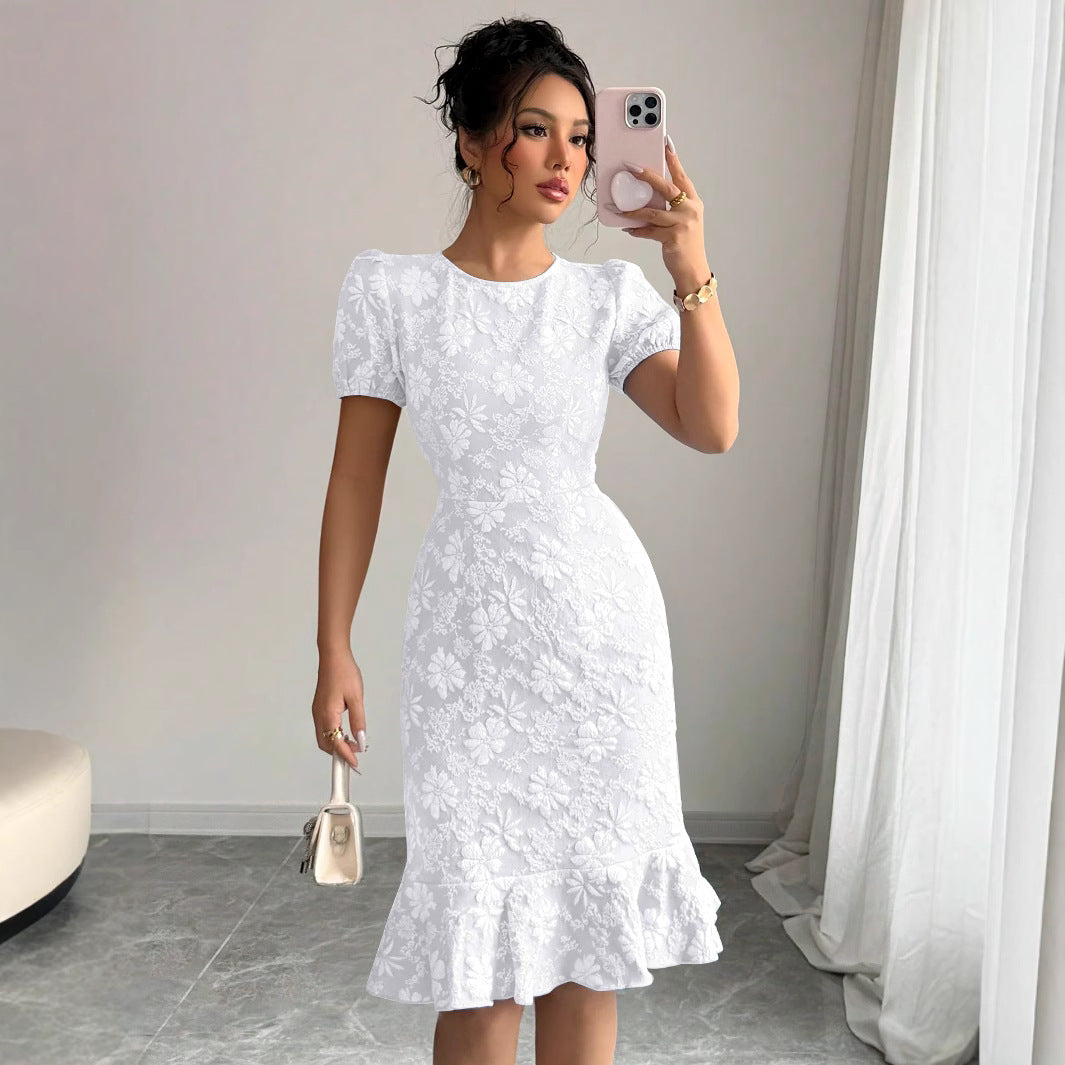 Summer Slim Fit Sheath Knee Length Office Casual All Matching Dress