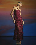 Embroidered Strap Lace up Backless Low Cut Elegant Maxi Dress