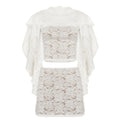 French Elegance Lace Three Piece Set Sexy Vacation Tube Top Short Skirt Blouse for Women