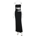 Women Clothing Winter Sleeveless Lace Patchwork Maxi Dress Sexy Slim Tube Top Dress