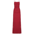 Women Beaded Lace up Backless Sexy Dress Cocktail Festive Red Elegant Dress Maxi Dress
